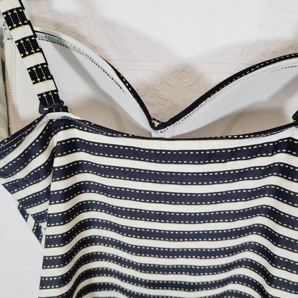 Niptuck Swimsuit One Piece Size 8 US Striped Black White Gold Multi-Fit Cup - Picture 5 of 9